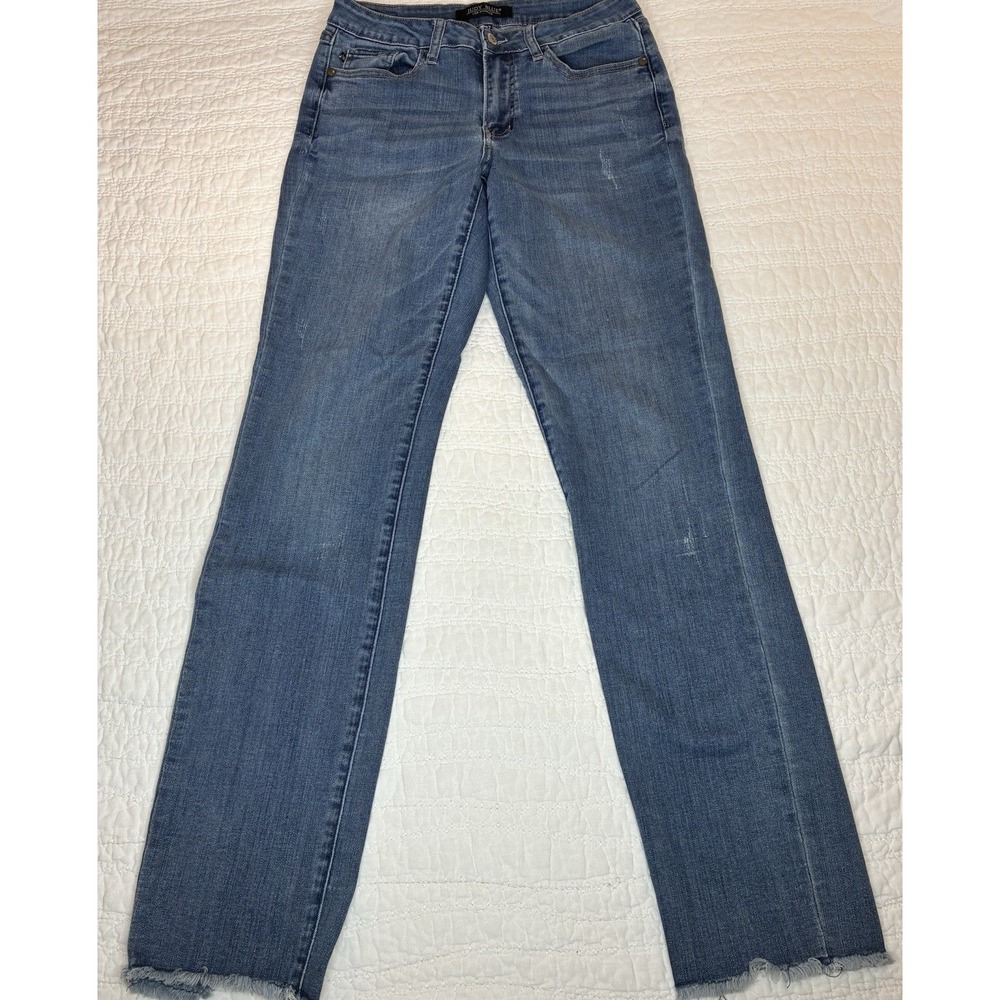 Judy Blue junior sz 5/27 Boyfriend fit raw hem stitch stretch jeans mid rise